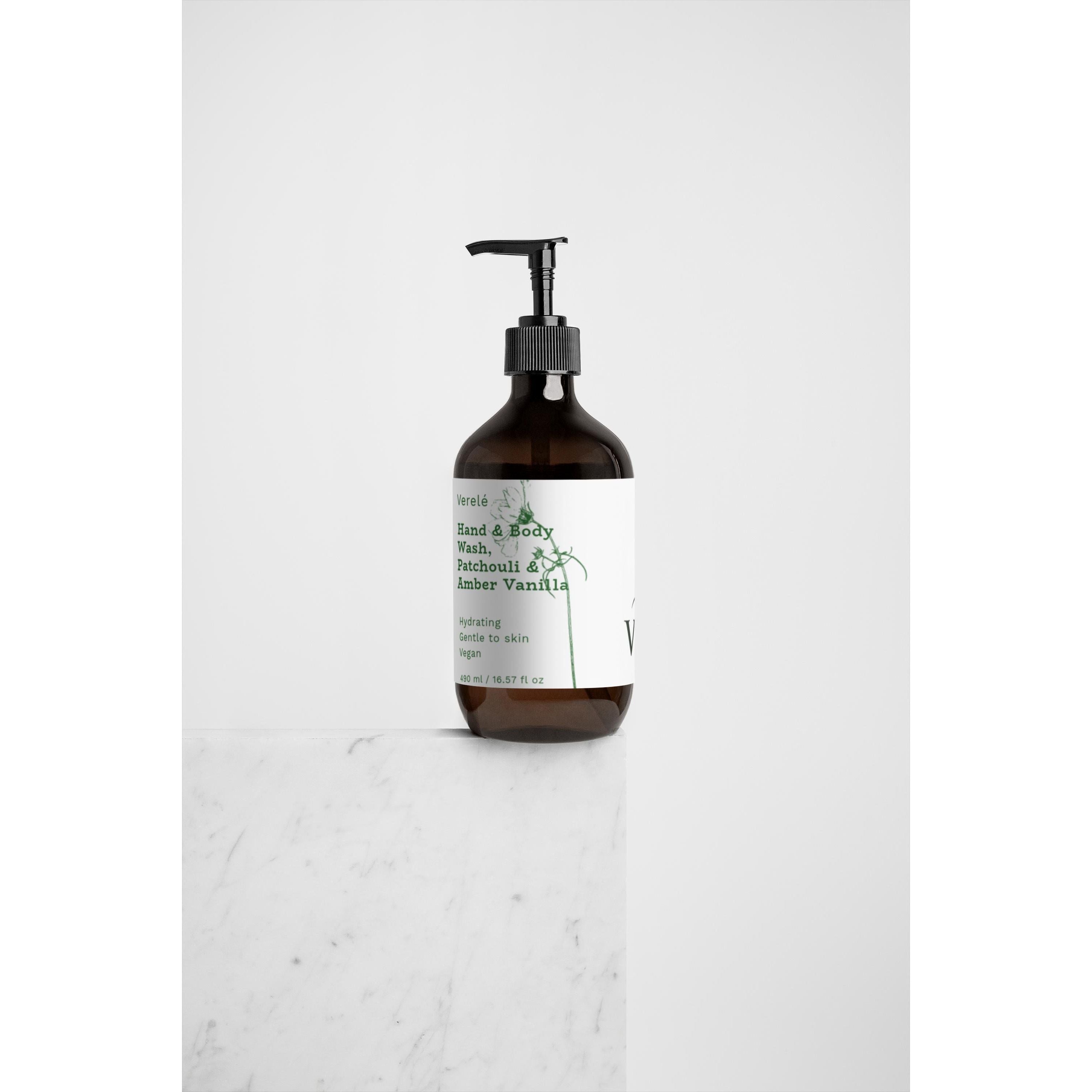 Velvety Body Wash with Organic Flower Extract & Betaine – Hydrating Vanilla & Amber Scent – COSMOS NATURAL Certified, Made in Europe by Verelé, 490 ml / 16.57 fl oz - Verele