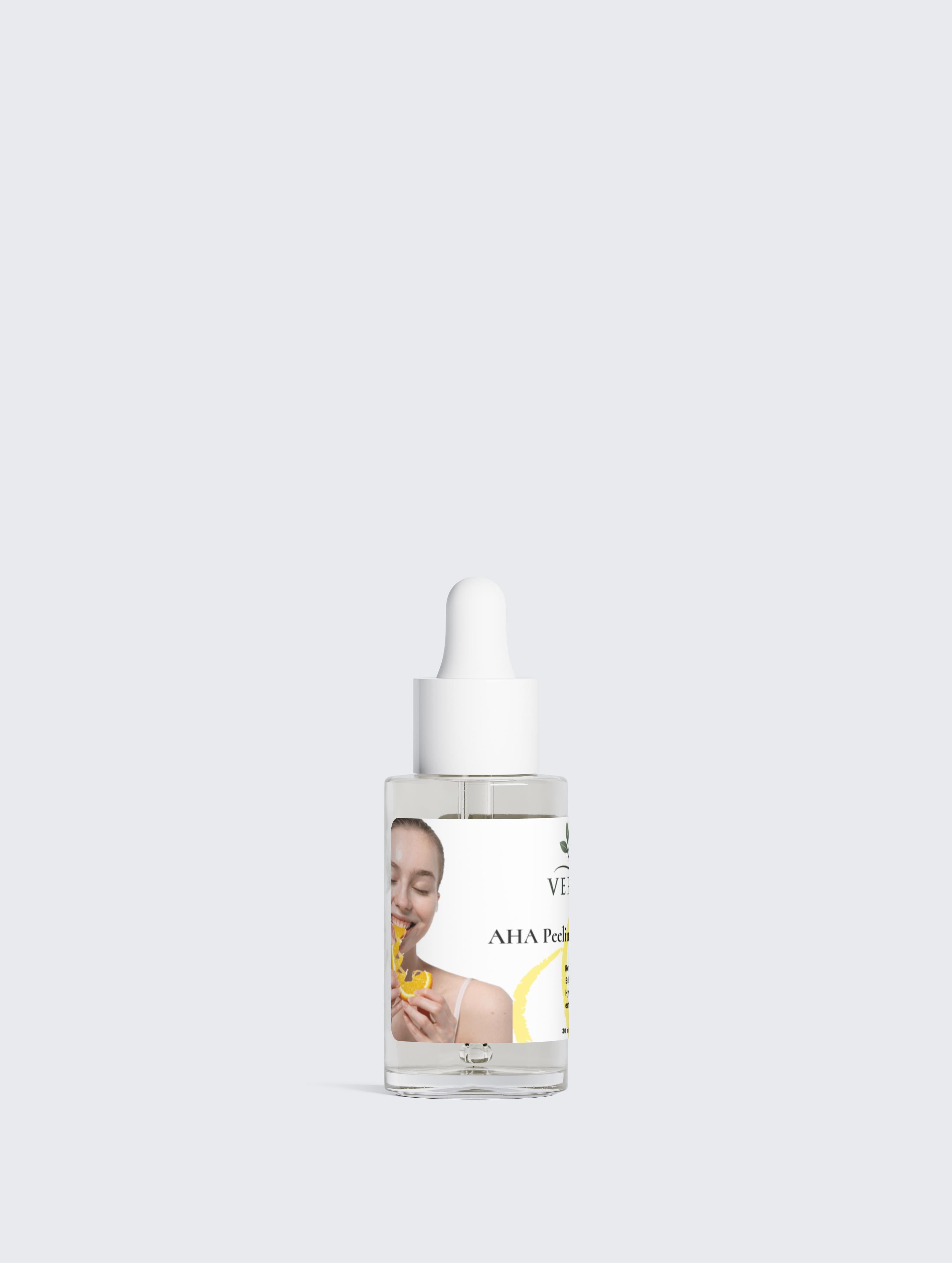 AHA Peeling Concentrate with 10% Lactic Acid & 1% Hyaluronic Acid – Exfoliates & Hydrates – COSMOS NATURAL Certified, Made in Europe by Verelé, 30 ml / 1.01 fl oz - Verele