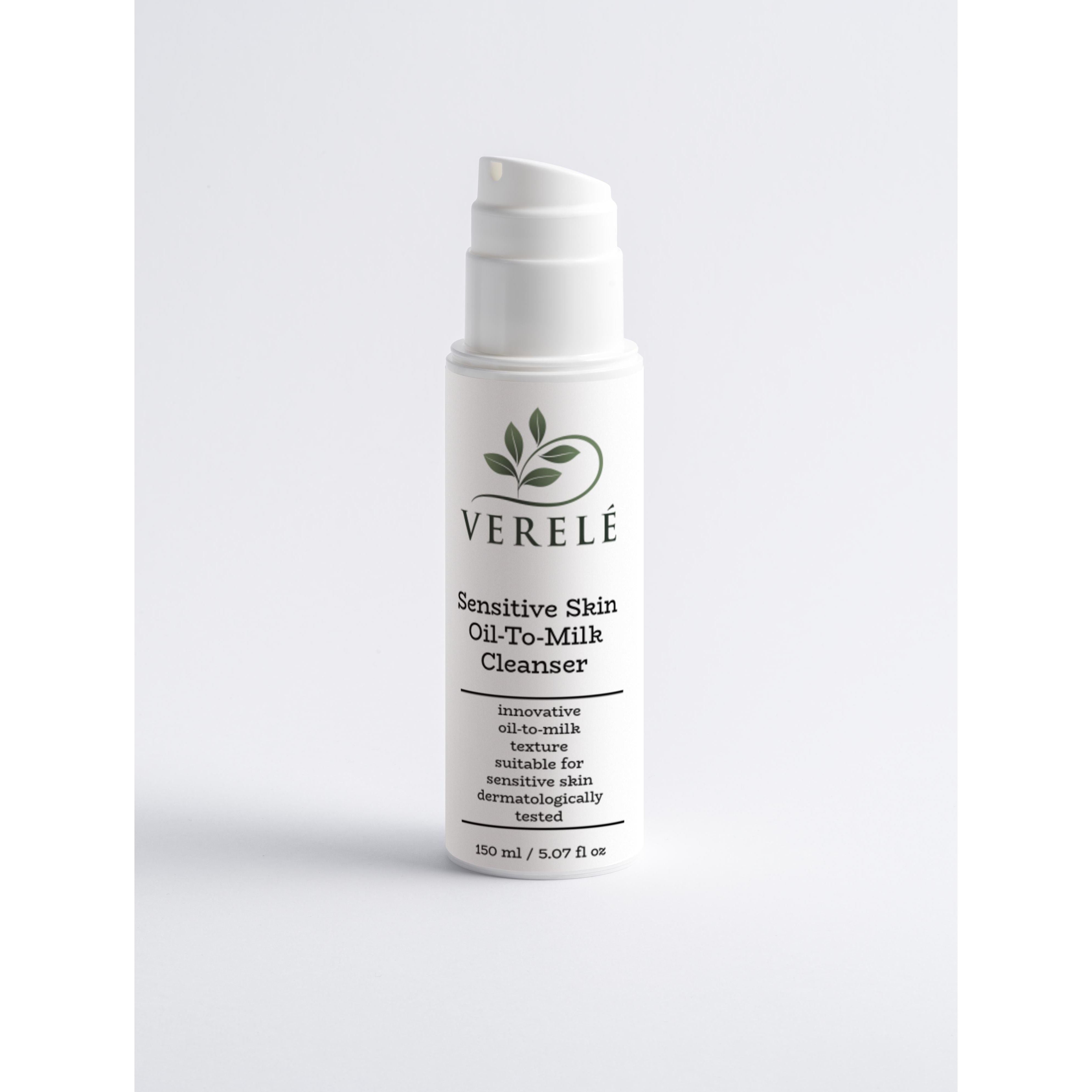 Sensitive Skin Oil-To-Milk Cleanser with Sunflower Oil, Chamomile & Sea Buckthorn – Dermatologically Tested & Gentle – COSMOS ORGANIC Certified, Made from Natural Ingredients in Europe by Verelé,  150 ml / 5.07 fl oz - Verele