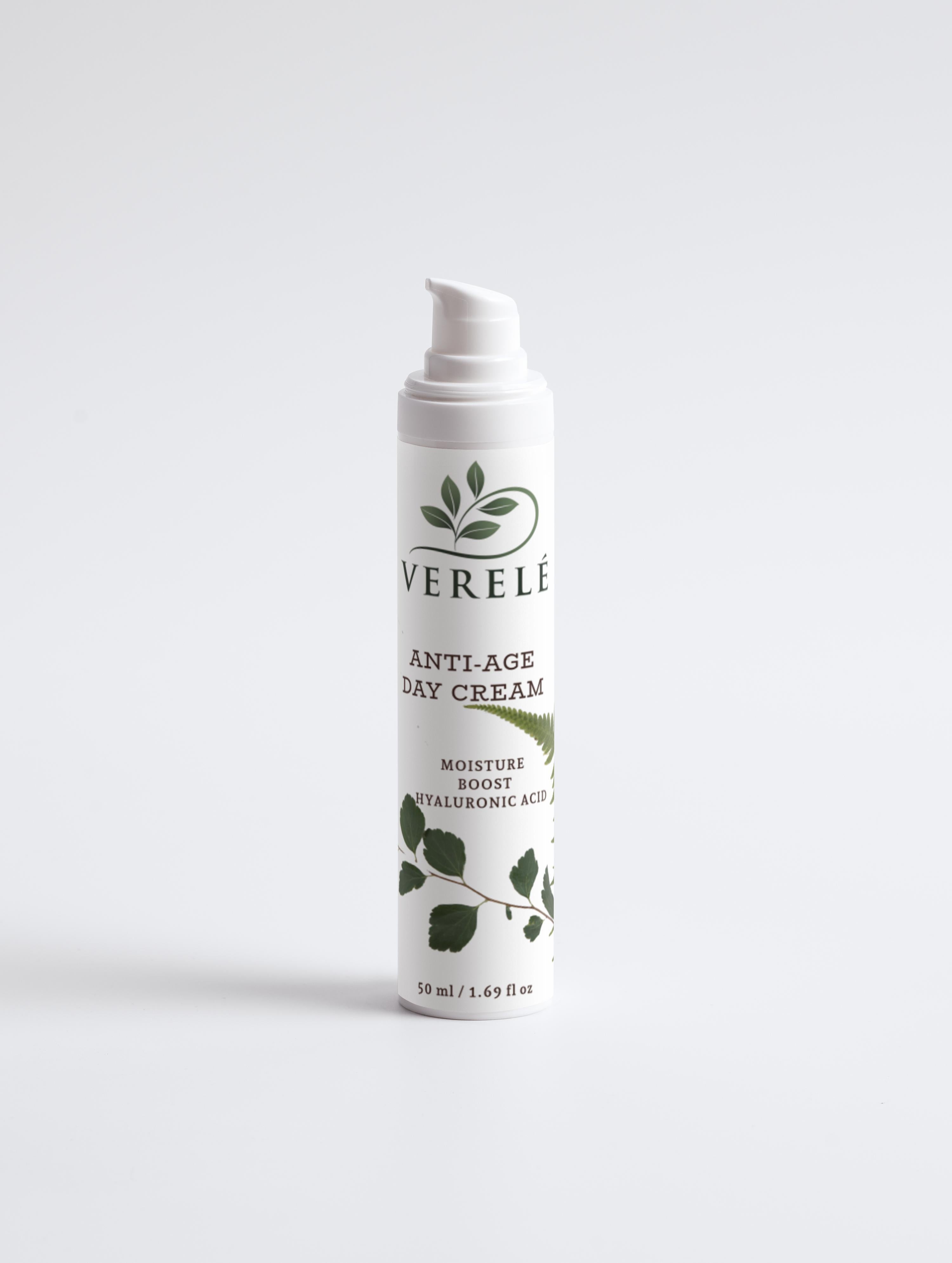 Anti-Age Day Cream with Hyaluronic Acid, Shea Butter & Marine Active – Moisture Boost & Firmness – COSMOS NATURAL Certified, Made from Natural Ingredients in Europe by Verelé,  50 ml / 1.69 fl oz - Verele