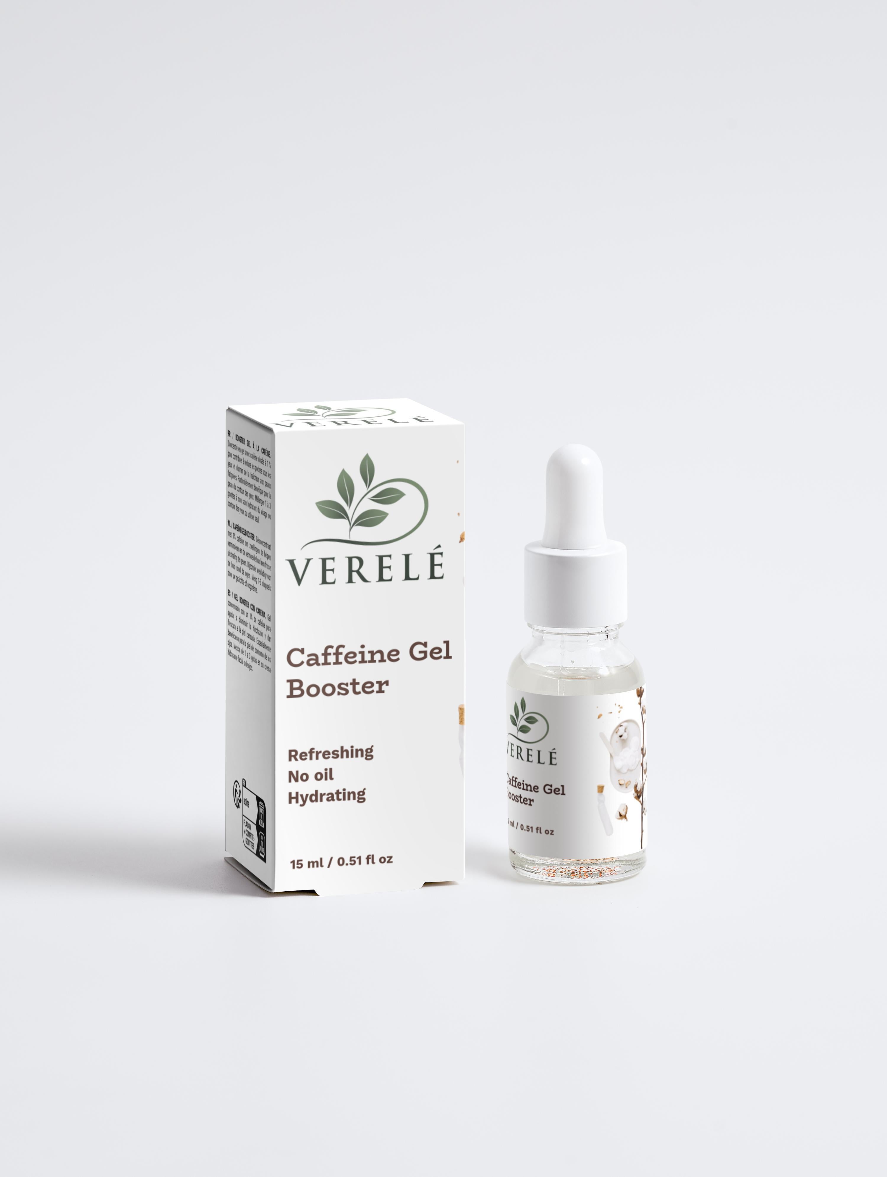 Caffeine Gel Concentrate 1% for Puffiness & Tired Skin – Hydrating & Natural Eye Care – COSMOS NATURAL Certified, Made in Europe by Verelé,  15 ml / 0.51 fl oz - Verele