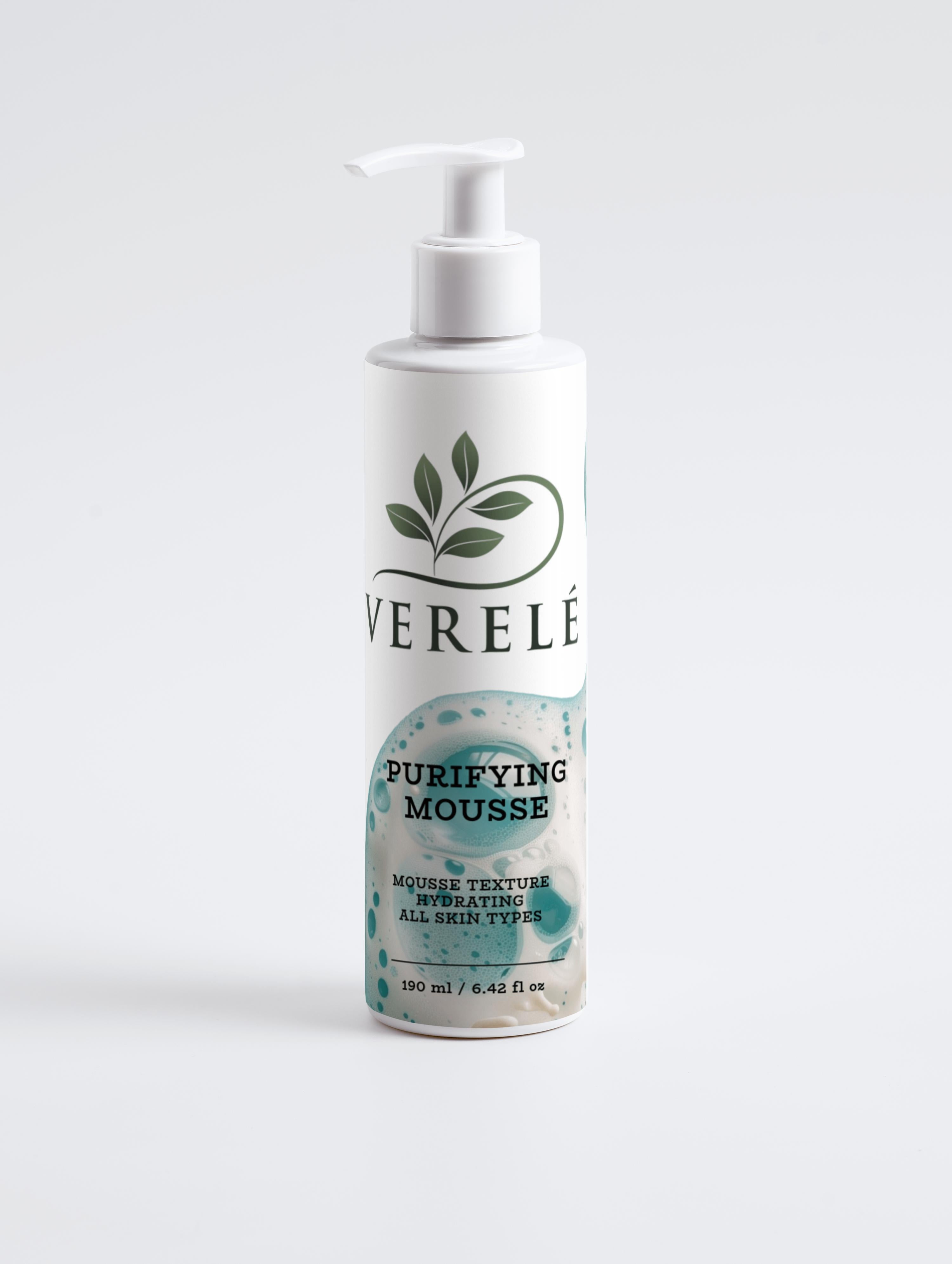 Purifying Mousse Cleanser with Organic Aloe & Berry Extract – Hydrating & Vegan – COSMOS NATURAL Certified, Made in Europe by Verelé, 190 ml / 6.42 fl oz - Verele