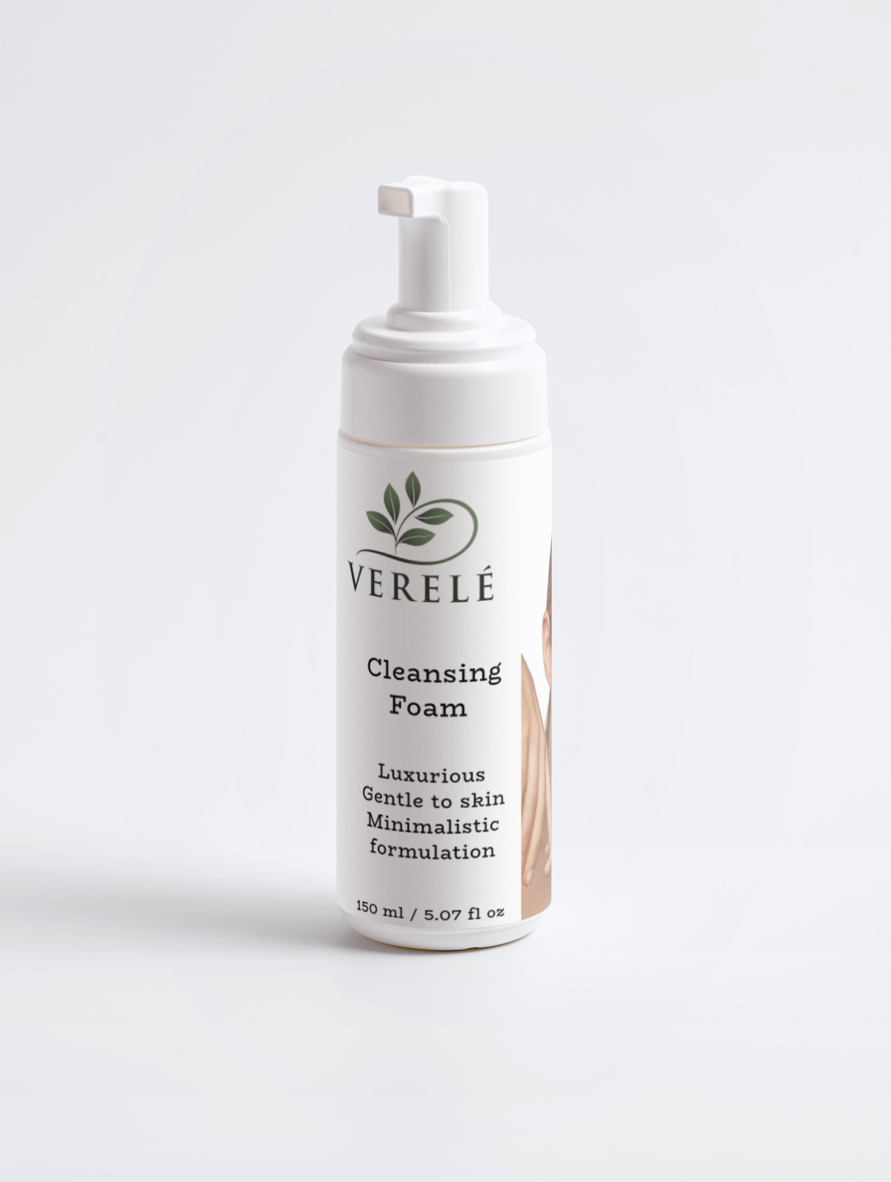 Gentle Cleansing Foam with Rose Water & Chamomile – Vegan & Natural Makeup Removal – COSMOS NATURAL Certified, Made in Europe by Verelé, 150 ml / 5.07 fl oz - Verele
