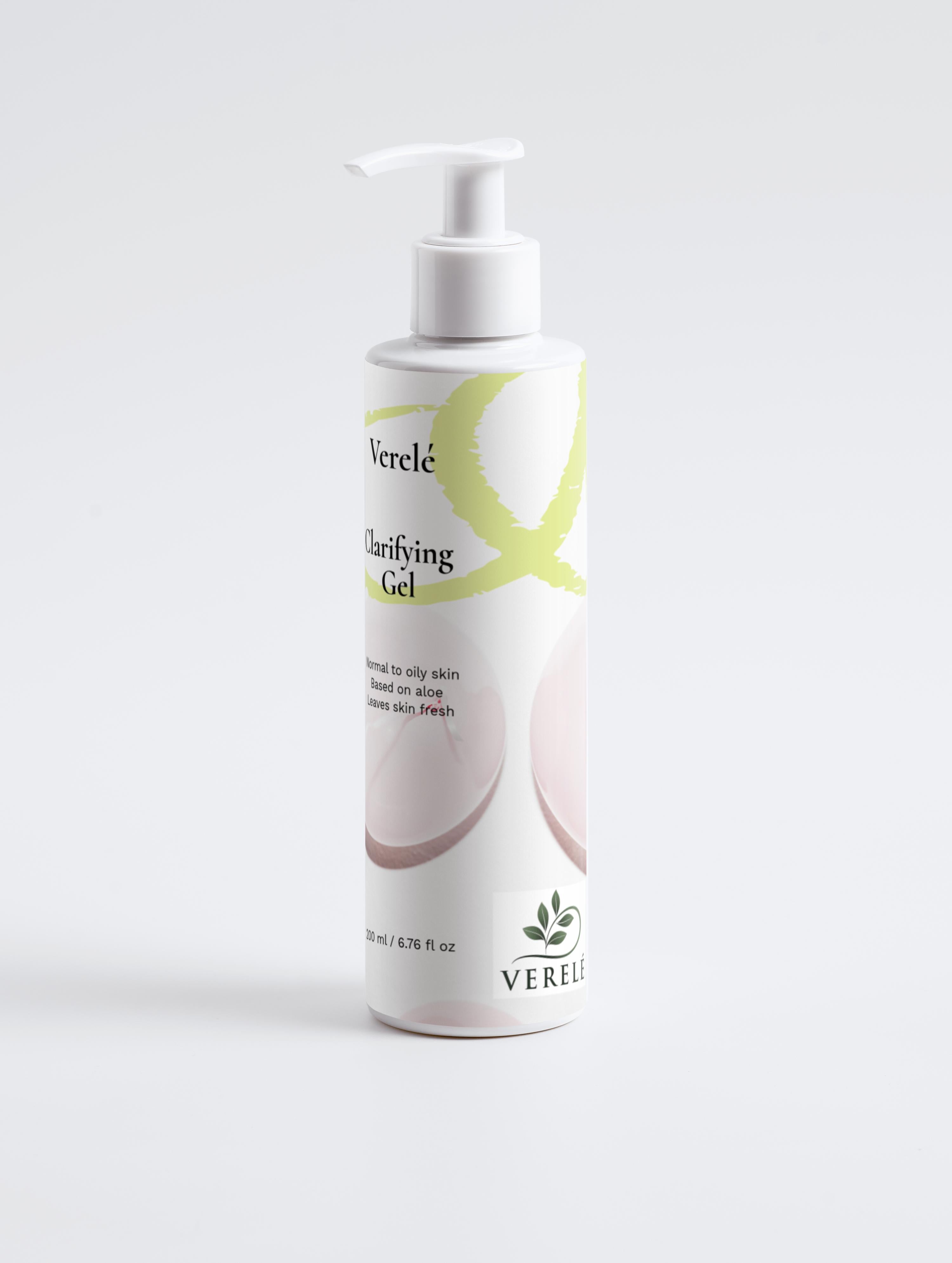 Clarifying Gel Cleanser with Aloe & Fruit Extract – Freshens & Removes Oil – Vegan & Natural – COSMOS NATURAL Certified, Made in Europe by Verelé, 200 ml / 6.76 fl oz - Verele