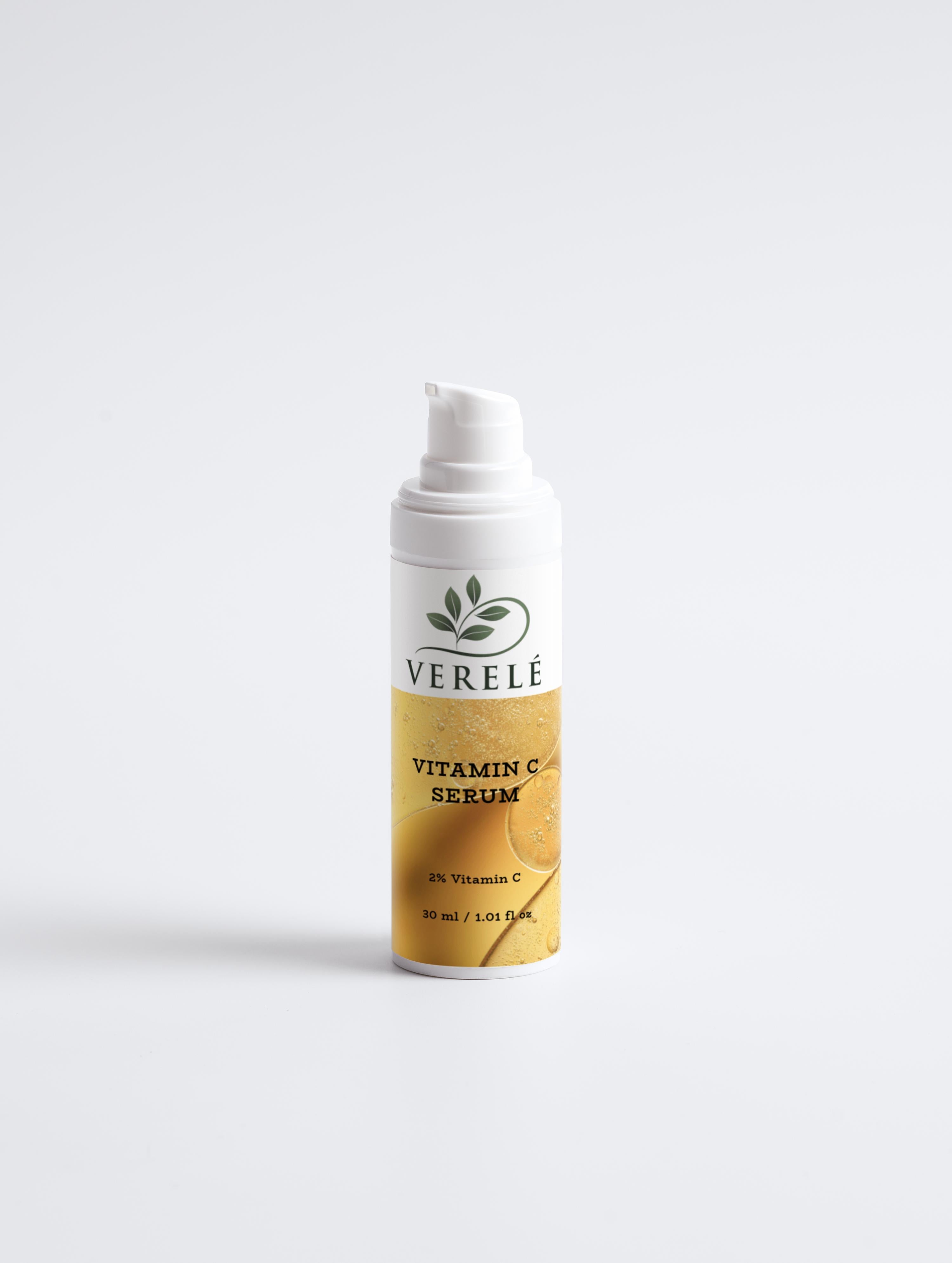 Vitamin C Serum with 2% Natural Vitamin C, Ferulic Acid & Sea Buckthorn – Brightens & Evens Skin Tone – COSMOS NATURAL Certified, Made from Organic Ingredients in Europe by Verelé,  30 ml / 1.01 fl oz - Verele