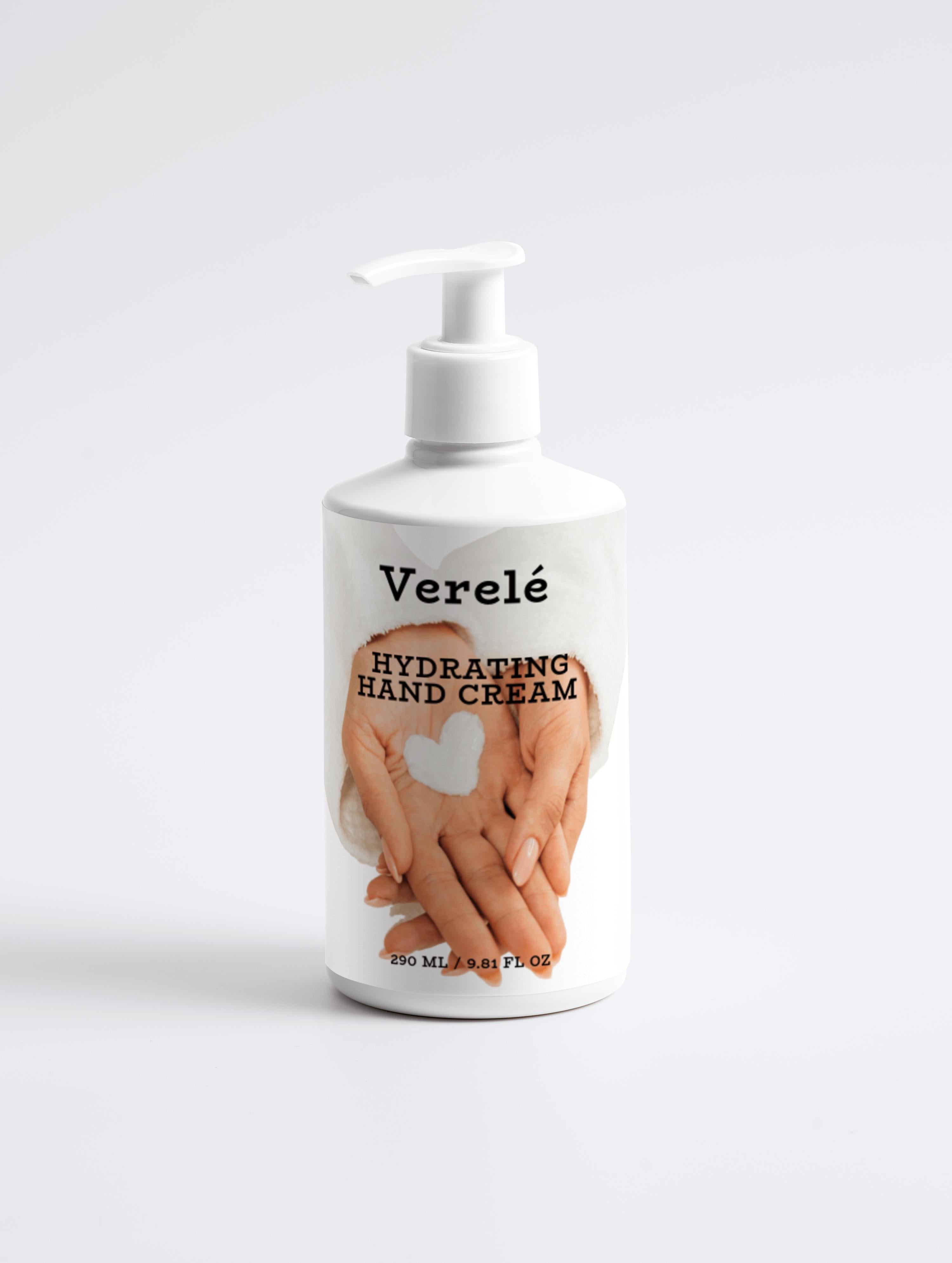 Hydrating Hand Cream with Vitamin E, Shea & Cocoa Butter – Nourishing & Natural Formula – COSMOS NATURAL Certified, Made in Europe by Verelé,  290 ml / 9.81 fl oz - Verele