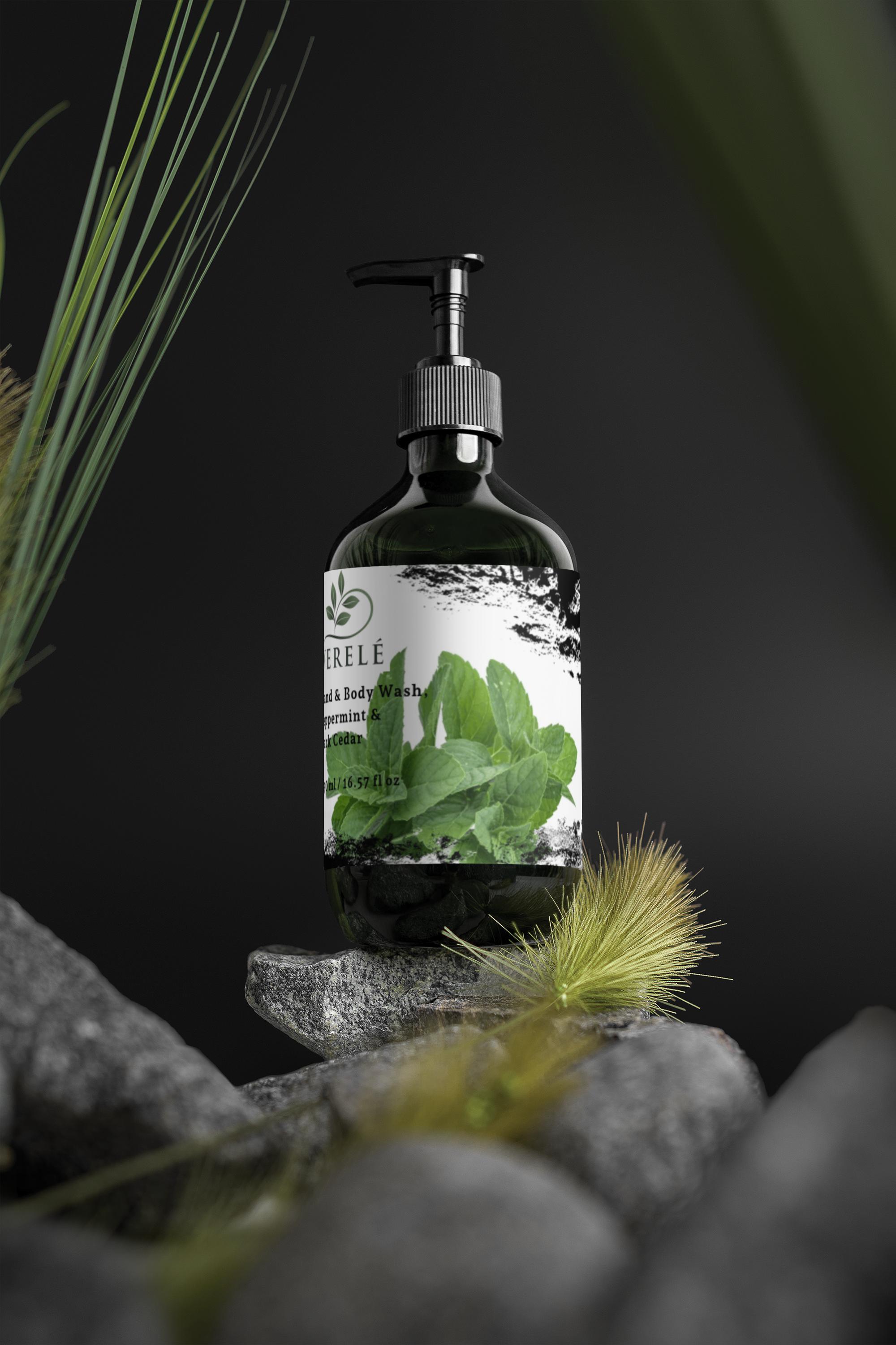 Luxurious Hand & Body Wash with Organic Quince & Betaine – Mint & Cedarwood Scent – COSMOS NATURAL Certified, Made in Europe by Verelé, 490 ml / 16.57 fl oz - Verele
